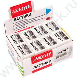 Ластик белый синтетический каучук 27*18*10мм "Box" /прямоугольный /без пыли /индив. упаковка | Фото 1