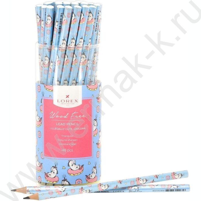 Карандаш пластиковый  HB Wood free illegally cute. Unicorn /трехгранный /заточенный /туба | Фото 4