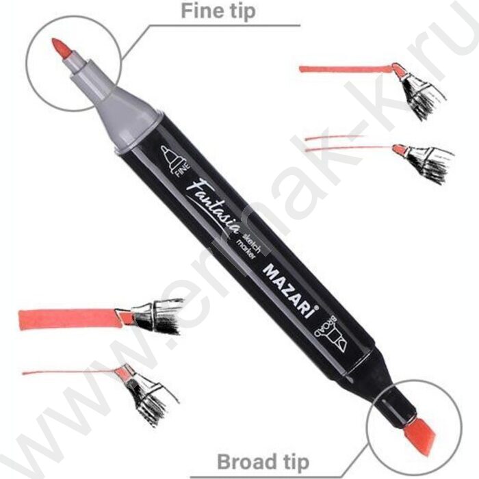 Маркер для скетчинга /набор  60цв/ двусторонний Fantasia пулевид./клиновид.наконечники, пиш.узлы  | Фото 2
