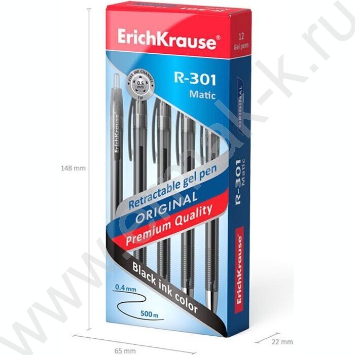 Ручка гелевая авт черная 0,5мм  R-301 Original Gel Matic | Фото 4