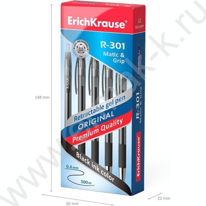 Ручка гелевая авт черная 0,5мм  R-301 Original Gel Matic&Grip /резин. держатель | Фото 4