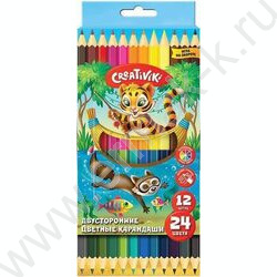 Карандаши  24цв/12шт /двухсторонние, шестигранные, дерево/ | Фото 1