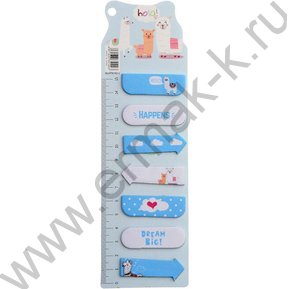 Бумага д/записей  c липким краем Hola 7 блоков по 17 листов,80г/м2, +линейка, ОПП-упаковка