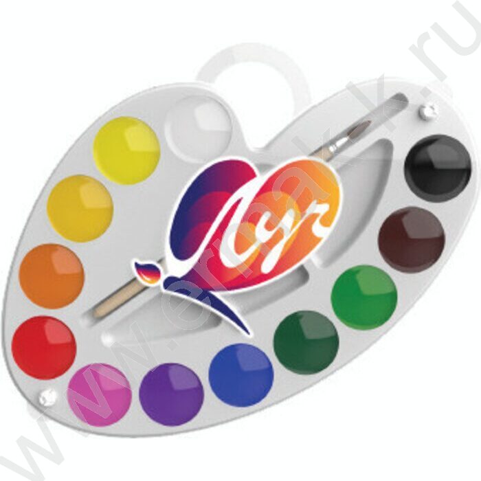 Акварель медовая 12цв  Палитра с кисточкой п/у европодвес | Фото 1