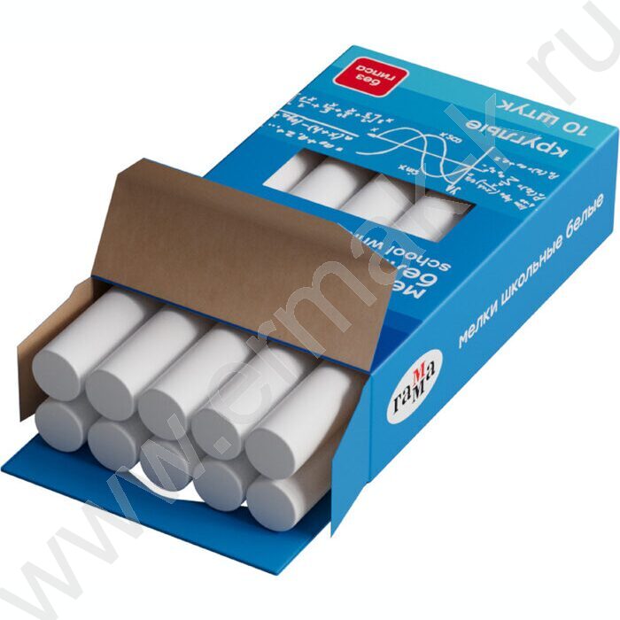 Мел белый  10шт /мягкий /круглый /картон.кор., европодвес | Фото 2