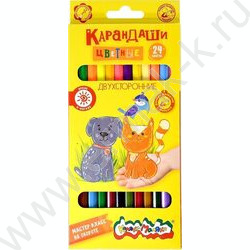 Карандаши  24цв/12шт Каляка-Маляка /двухсторонние, шестигранные, дерево/ европодвес | Фото 1