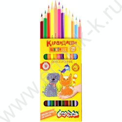 Карандаши  24цв/12шт Каляка-Маляка /двухсторонние, шестигранные, дерево/ европодвес | Фото 2