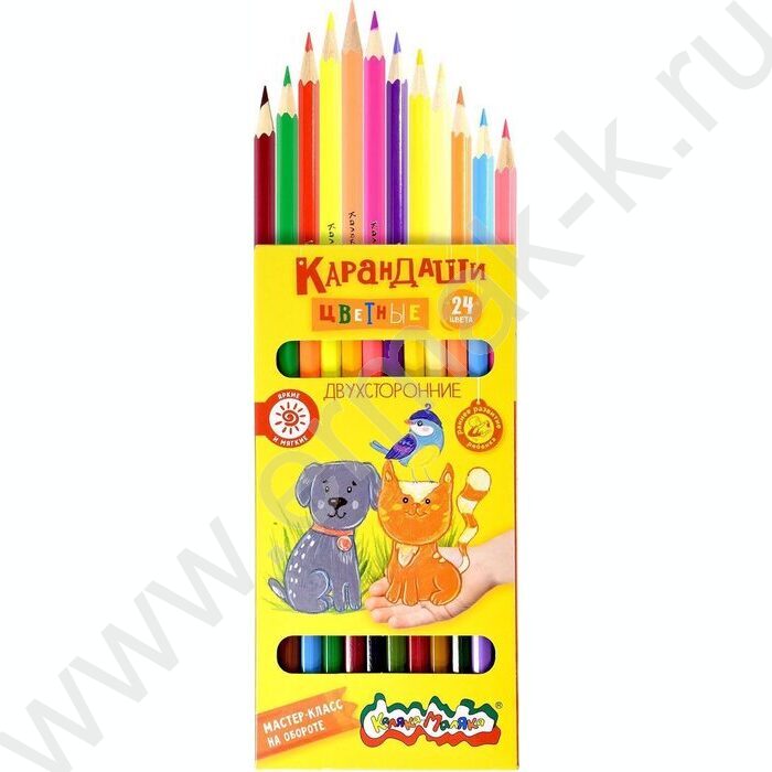 Карандаши  24цв/12шт Каляка-Маляка /двухсторонние, шестигранные, дерево/ европодвес | Фото 2