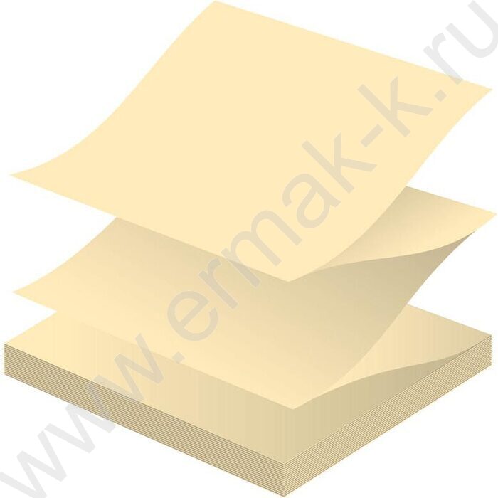 Бумага д/записей  76*76мм /100л, 62г/м², жёлтая с липким краем Z-сложения | Фото 3