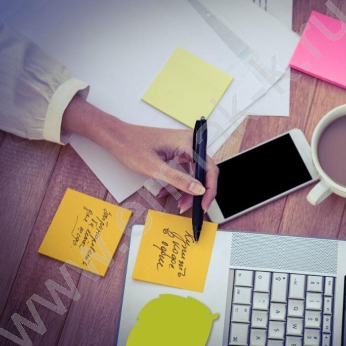 Бумага д/записей  76*76мм /100л, 62г/м², жёлтая с липким краем Z-сложения | Фото 4