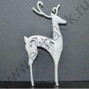 Новогодний сувенир "Серебряный олень" со стразами 12*3,5*23см