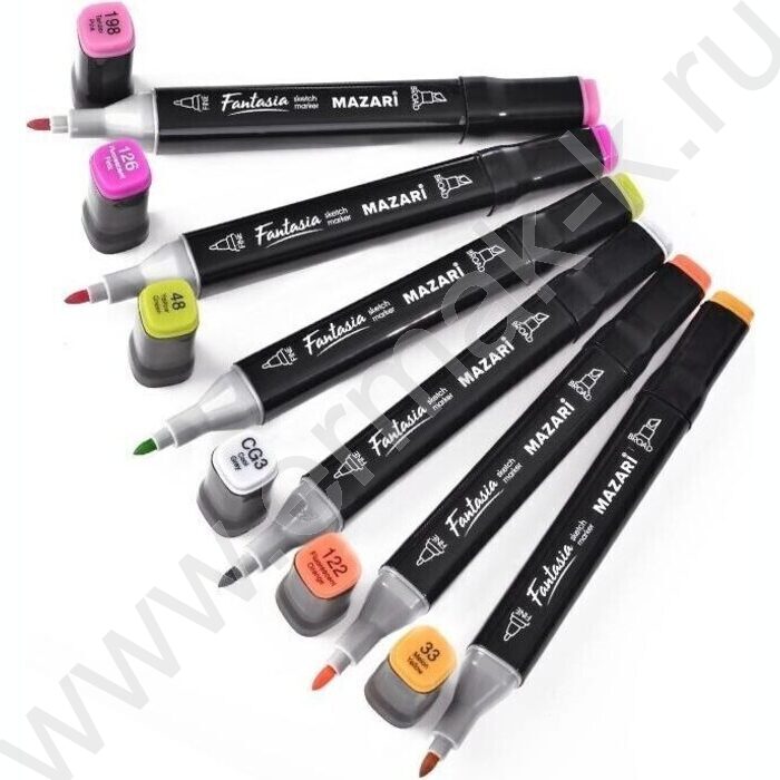 Маркер для скетчинга /набор 24цв/ двусторонний Fantasia Main colors (основные цвета), пулевид./к | Фото 2