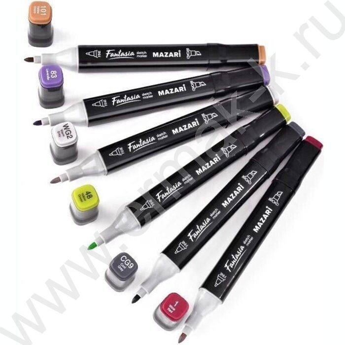 Маркер для скетчинга /набор 36цв/ двусторонний Fantasia Main colors (основные цвета), пулевид./к | Фото 2