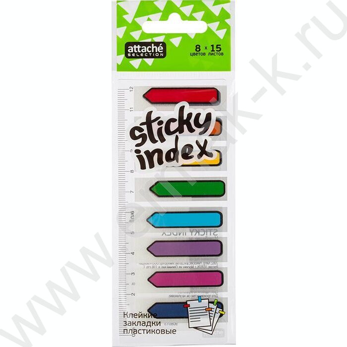 Набор самокл. этикеток-закладок 45*12мм/25л*8цв пластик Стрелка | Фото 1