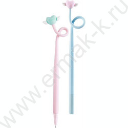 Ручка гелевая синяя 0,5мм  Twisted hart/игла,цв.пл. корпус,смен.стержень 130мм 4дизайна | Фото 1