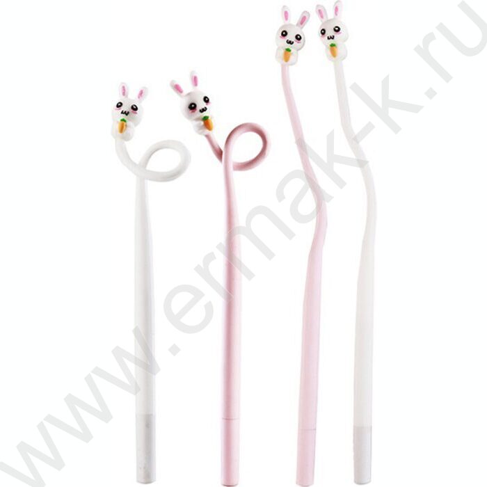 Ручка гелевая синяя 0,5мм  Twisted bunny/игла,цв.пл. корпус,смен.стержень 130мм 4дизайна | Фото 2