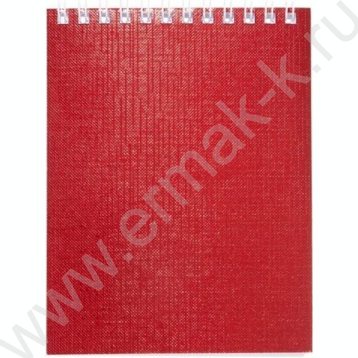 Блокнот  40л А6 спираль бумвинил "METALLIC Красный" | Фото 1
