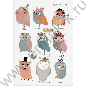 Тетрадь  40л клетка "Cute owls" 70 г/м2 бежевая бумага