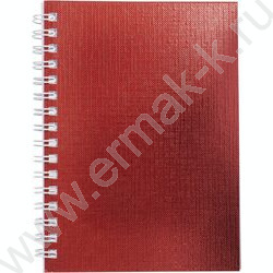 Зап. книжка  80л А6 спираль/бумвинил Metallic Красная | Фото 1