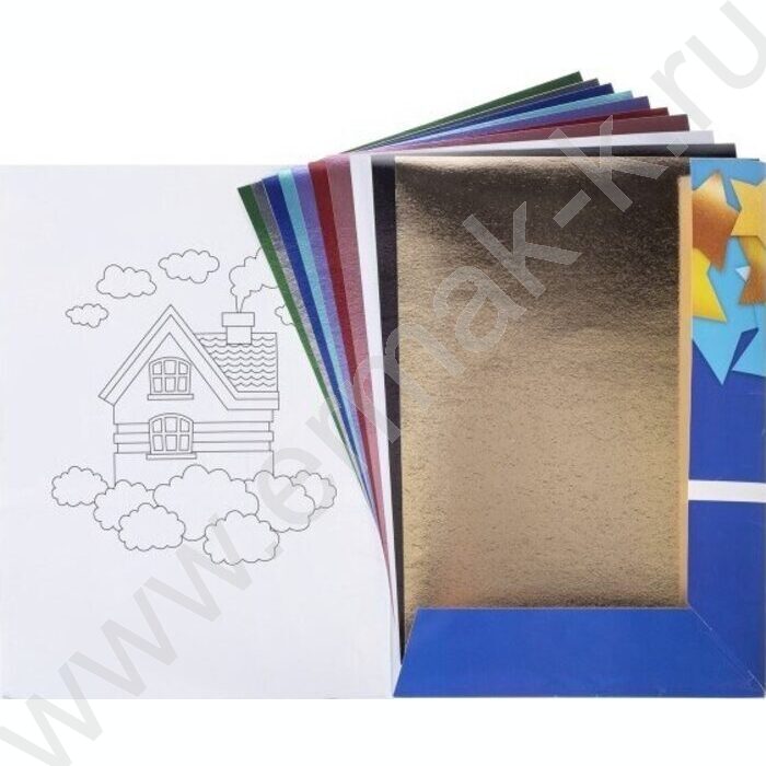 Картон цв. металлиз. А4 10л/10цв Геометрия цвета-Аквариум | Фото 2