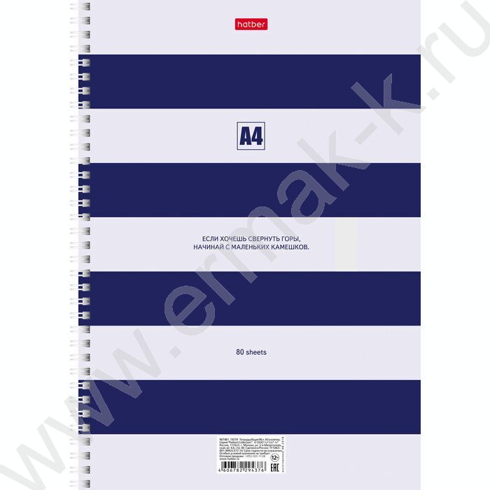 Тетрадь  80л А4 клетка/спираль "Полоски" жесткая подложка | Фото 3