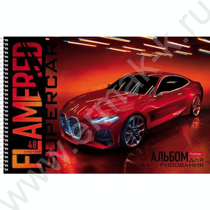 Альбом д/рисования-спираль 48л "REDsupercar" /перфорация/ 5видов | Фото 1