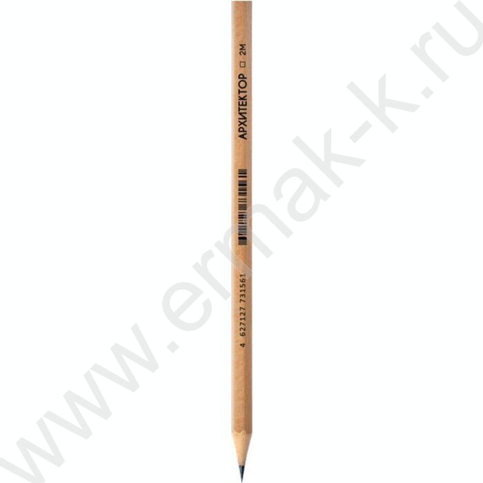 Карандаш ч/гр 2М (2В) "Архитектор" 2мм, шестигран, заточенный, цвет корпуса - натуральный лак. | Фото 1