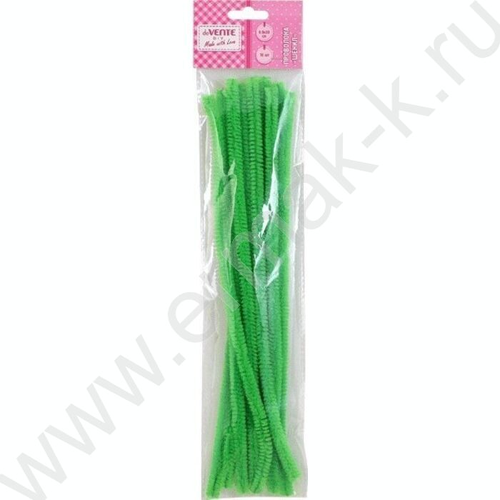 Проволока пушистая 30см/9мм 10шт Шенил /цвет зеленый /блистер | Фото 1