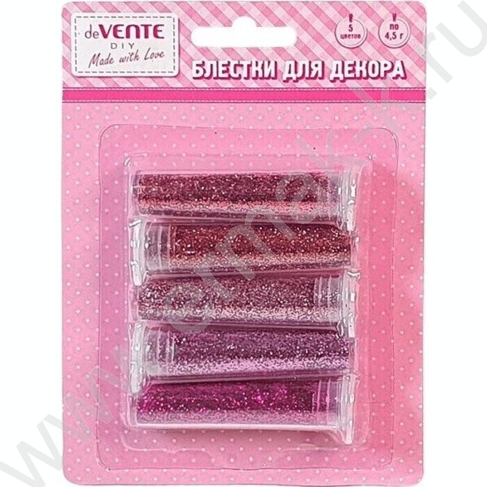 Блестки (глиттер) д/декоративных работ "Оттенки красного" в пакете 4,5гр  5цв /картон. блистер | Фото 1