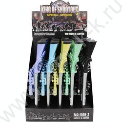 Ручка шар на масл.основе синяя Ружьё/цв.корпус /ассорти/,колпачок выполнен в форме ружья с лазе | Фото 4