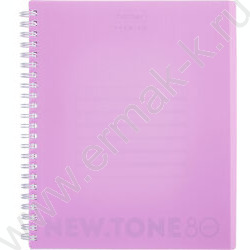 Тетрадь  80л клетка/спираль/пластик.обл. "NEWtone PASTEL Пион" /многоуров перфорация | Фото 1