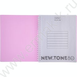 Тетрадь  80л клетка/спираль/пластик.обл. "NEWtone PASTEL Пион" /многоуров перфорация | Фото 2