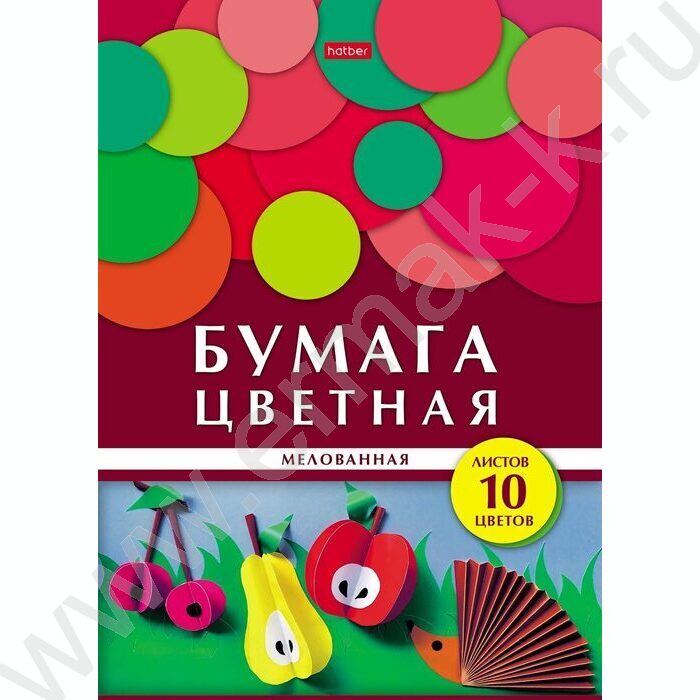 Бумага цв. мелов. А4 10л/10цв Геометрия цвета- Ёжик | Фото 1