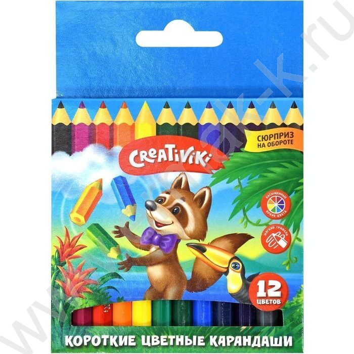 Карандаши  12цв короткие /шестигранные, дерево /европодвес | Фото 1
