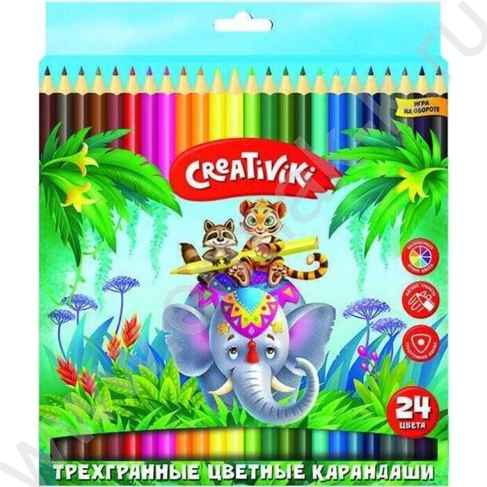 Карандаши  24цв /трехгранные, дерево/ | Фото 1