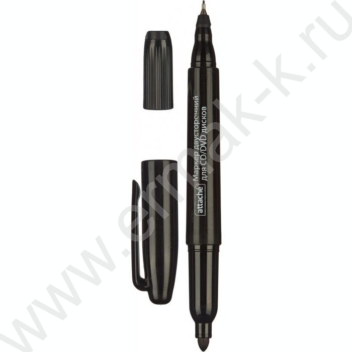 Маркер перм. CD,DVD /черный/ двустор. 0,7мм/1мм круг | Фото 1