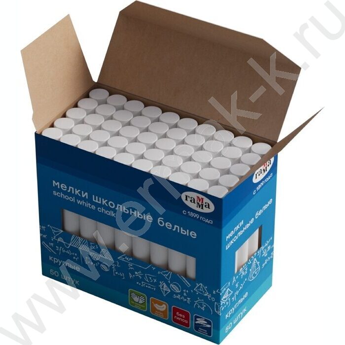 Мел белый  50шт /мягкий /круглый /картон.кор. | Фото 2