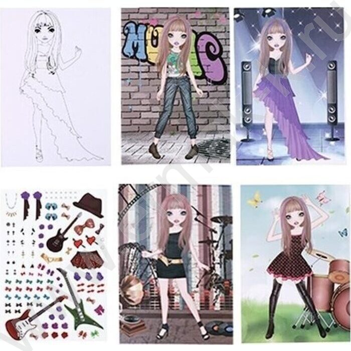 Альбом д/творчества Полина 14*21 см, 36 страниц с контурами, 1 страница с наклейками | Фото 2