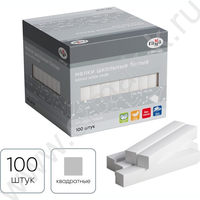 Мел белый  100шт /мягкий /квадратный /картон.кор. | Фото 4