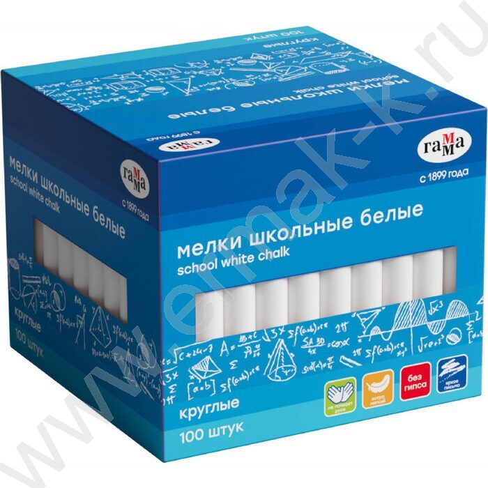 Мел белый  100шт /мягкий /круглый /картон.кор. | Фото 1