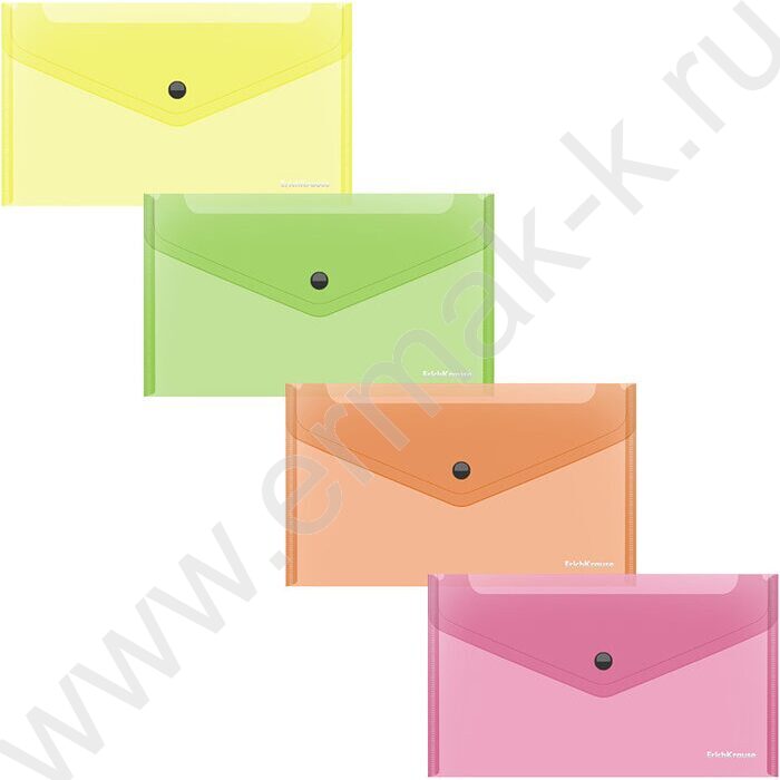 Папка-конверт на кнопке C6 Glossy Neon полупрозрач. /ассорти | Фото 1