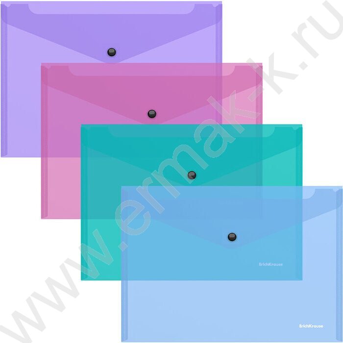 Папка-конверт на кнопке B5 Glossy Vivid полупрозрач. /ассорти | Фото 1