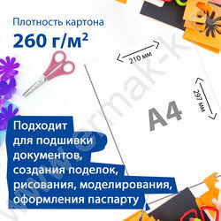 Картон переплетный A4 210*297мм, 260г/м2, 100листов/упак. | Фото 4