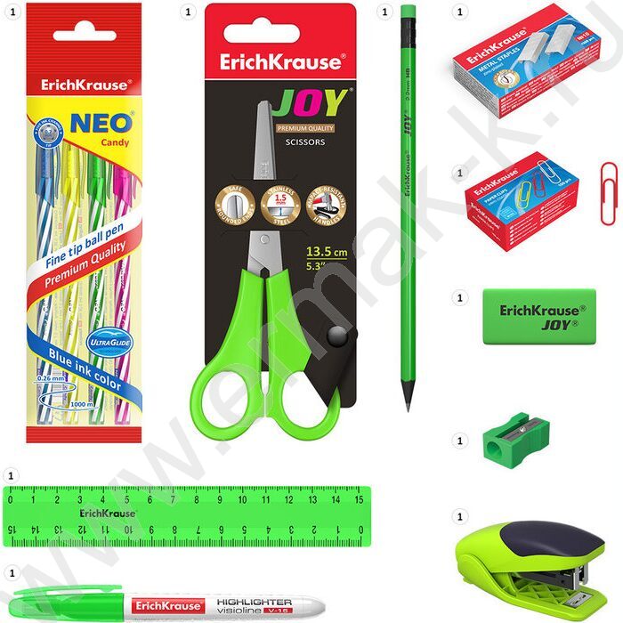 Офисный набор 13 предм. Mini Desk, Neon Solid /вращающийся /зеленый | Фото 2