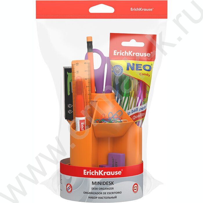 Офисный набор 13 предм. Mini Desk, Neon Solid /вращающийся /оранжевый | Фото 3