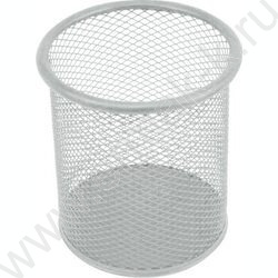 Подставка д/каранд. и ручек 8*8*9,8см круглая, метал. серая | Фото 1