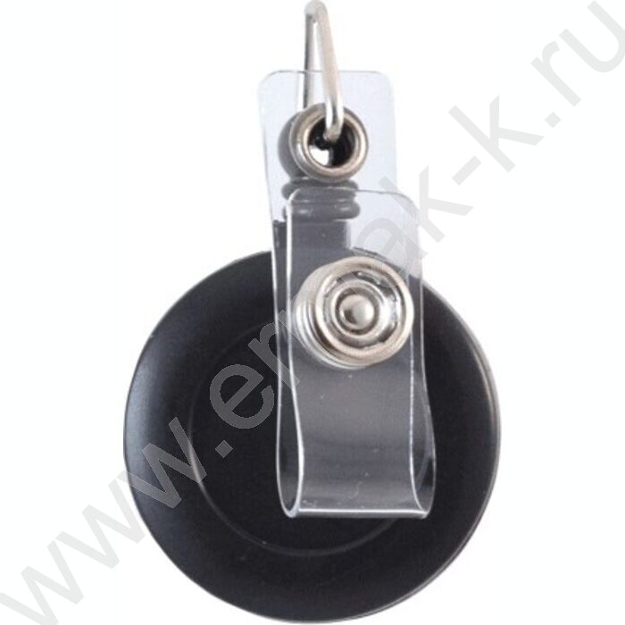 Держатель-рулетка д/бейджа круглый, черный, с металл. клипсой, длина нити в рулетке 70см | Фото 1