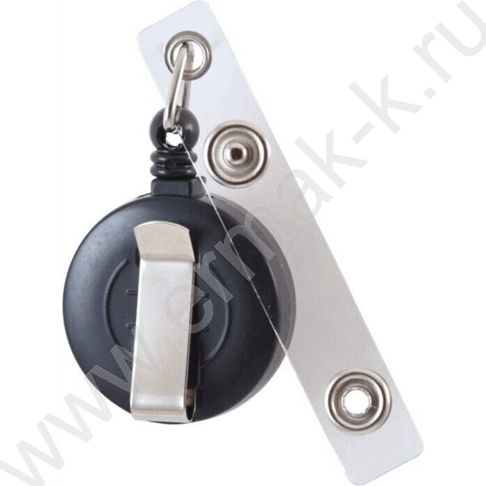 Держатель-рулетка д/бейджа круглый, черный, с металл. клипсой, длина нити в рулетке 70см | Фото 2