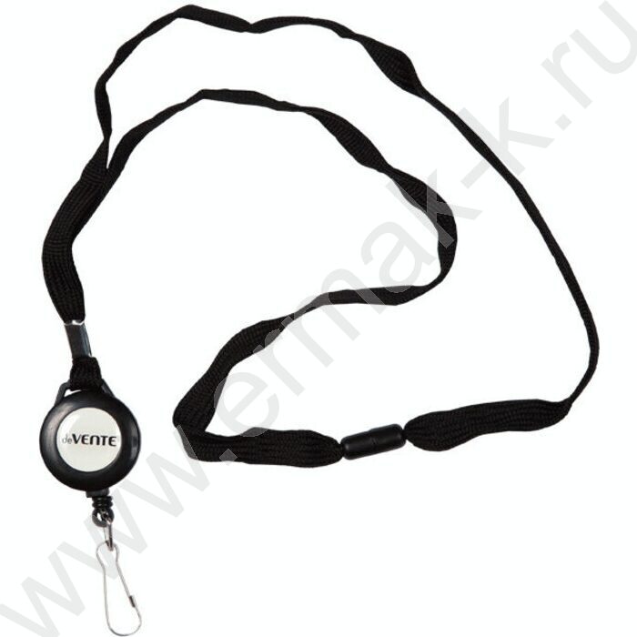 Держатель-рулетка д/бейджа круглый, черный, на ленте, с метал карабином, длина в рулетке 80см | Фото 1