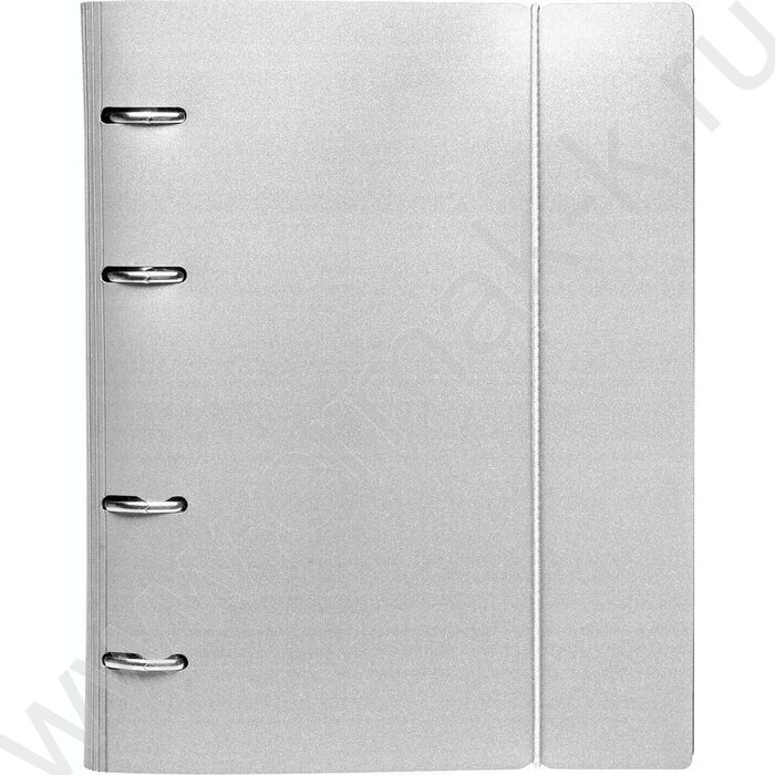 Тетрадь 120л клетка/кольца/пластик.обл./резинка "Metallic Серая" | Фото 1